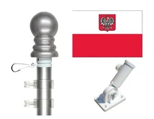 Poland with Eagle 3'x5' Poly Flag & Spinner Flagpole Set w/Adjustable Bracket