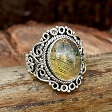 Natural Rutilated Quartz Ring 925 Sterling Silver Ring Statement Ring Women Ring