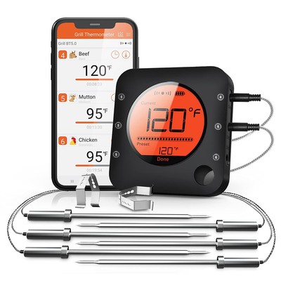 BFOUR Bluetooth Meat Thermometer Wireless Meat Thermometer, Wireless Digital ...