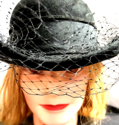 Vintage Deborah Black Fancy Wool Hat Decorative Accents  display picture 1