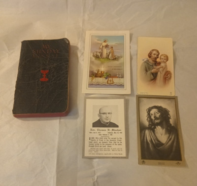 Vintage 1942 My Sunday Missal Explained By Father Stedman w/ Various Mass Cards