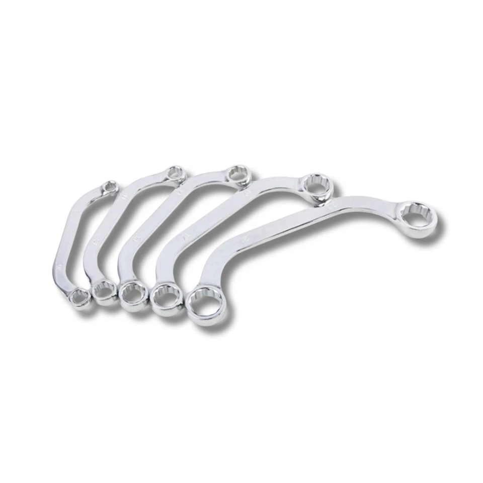 Juego de 5 Llaves de Media Luna Curvas  8-22mm en C – 45° | 12 Caras | Acero CRV - Imagen 3 de 3