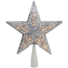 Northlight 8.5" Silver Glitter Star Cut-Out Design Christmas Tree Topper