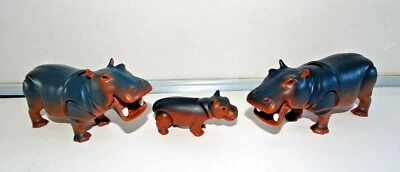 PLAYMOBIL 3 HIPPOPOTAMES : 2 ADULTES + 1 PETIT ANIMAUX ANIMAL SAUVAGES SAVANE  - Photo 1/4