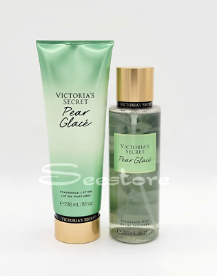 Victoria's Secret Pear Glace Body Mist Spray & Body Lotion New Set