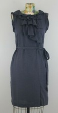 Gap Brand Sleeveless Chambray Sheath Dress Women Sz 0 Cotton Wool Ruffle Belt 62
