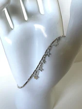 Cookie Lee SILVERTONE Stars Anklet, 9" featuring 5 Stars