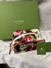 BNIB W/ Tags Kate Spade Small Square Pouch Cosmetic Bag Baton Rouge Rose