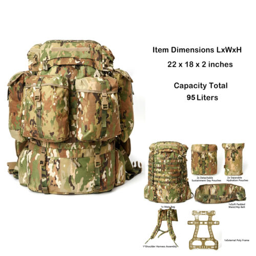 Zaino grande 160L MT Pack zaino tattico militare FLIBE telaio cintura tattico - Foto 26 di 28
