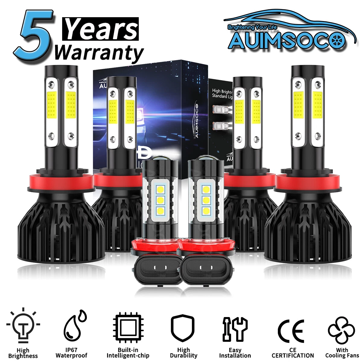 LED Headlight Kit + Fog Light Bulbs For Nissan Kicks 2018-2021 6Pcs H11&H11&H11