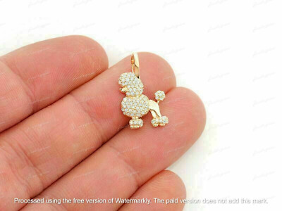 2Ct Lab Created Round Diamond Poodle Dog Pendant 14K Yellow