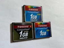 Lot of 3pcs  1gb  Transcend compactflash CF type I Card CANON NIKON CF cameras