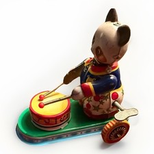 TIN -LITHO WIND-UP TOY PANDA DRUMMING ANIMAL  MADE IN CHINA (read) As Is