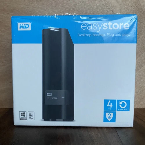 New Western Digital Easystore 4TB External USB 3.0 Desktop Hard Drive Backup