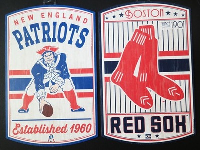 TWO (2) BOSTON MANCAVE CLASSIC HARD WOOD SIGNS FROM WINCRAFT