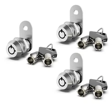 3 Pack Cabinet Locks with Keys 1-1/8" Cam Locks Keyed Alike RV Storage