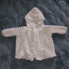 Okie Dokie Baby Spring Coat White 24 months hood White Wide Knit Buttons 
