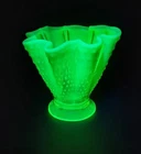 Fenton Topaz Vaseline Hobnail  Opalescent  Hankerchief Vase Flawless Condition.