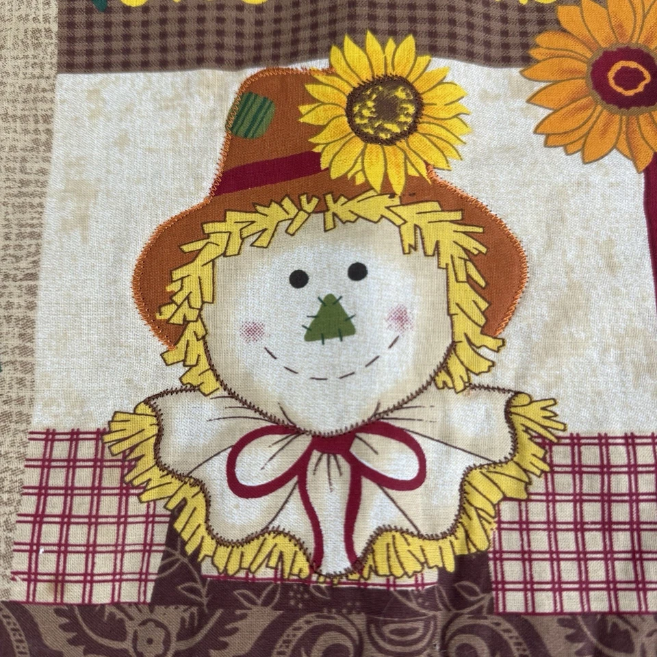Essential Home Give Thanks Fall Scarecrow Owl Leaf Patchwork Placemats set of 2 - Image 2 of 4