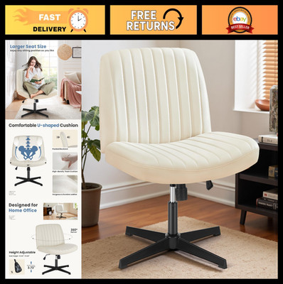 Criss Cross Armless Office Chair - Wide Seat, Height Adjustable, Faux Leather, B