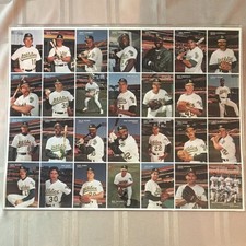 Mother's Cookies 1991 Oakland Athletics Uncut Sheet McGwire Henderson Canseco