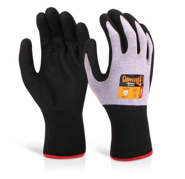 Beeswift Glovezilla Nitrile Foam Nylon Gloves Purple Size S