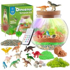 JOYEEMAX Dinosaur Light-Up Terrarium Kit for Kids - LED Night Light Birthday ...