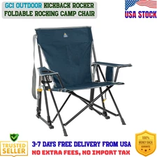 GCI Outdoor Kickback Rocker Foldable Rocking Camp Chair, Heathered Indigo