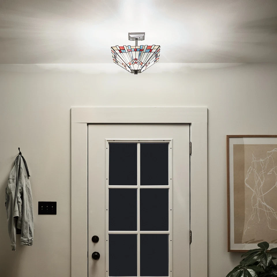 Vitral River of Goods Orson 16 pulgadas semi-montaje a ras marfil/verde/rojo/azul Foto 3 de 4