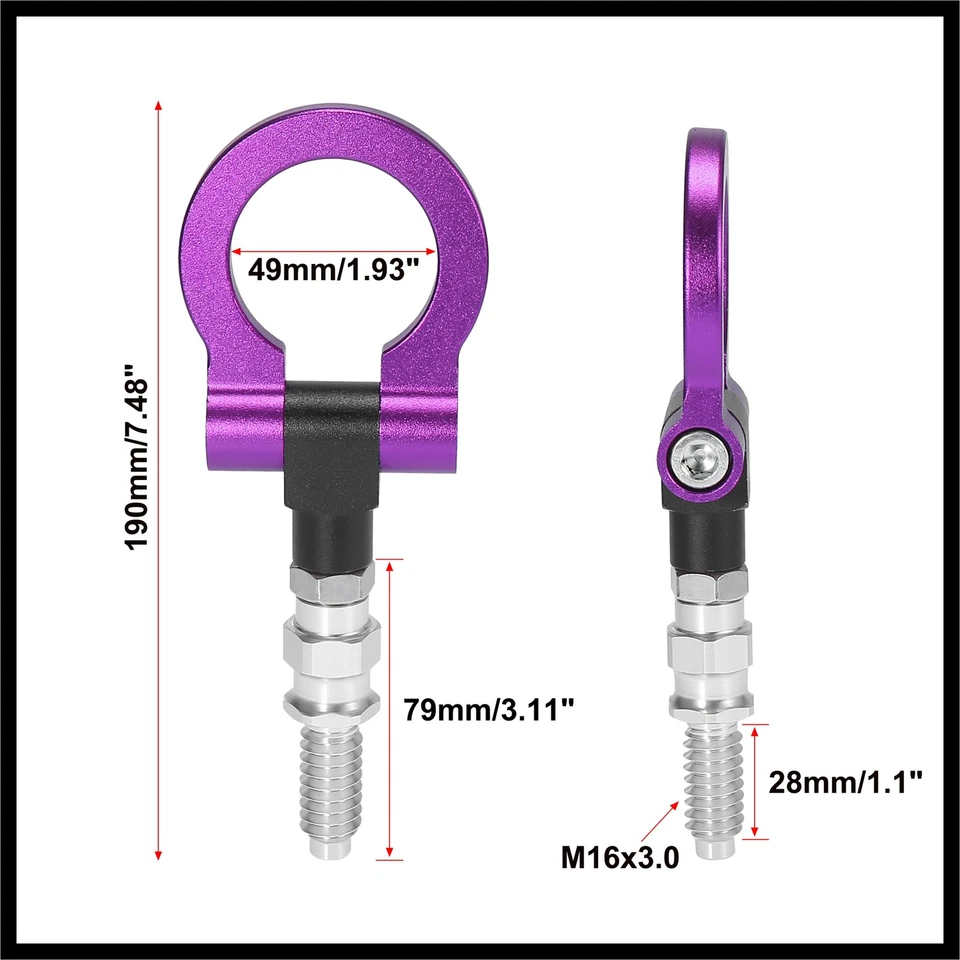 Gancho de remolque de parachoques delantero de aleación de aluminio púrpura para BMW 325i Foto 4 de 4