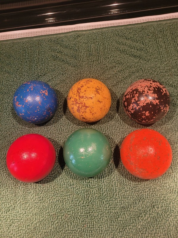 Vintage Set of 6,  3.25" Croquet Wooden Ball Set