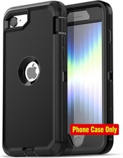 Heavy Duty Black Case for iPhone SE 2nd  3rd Gen with Built-in Screen Protector