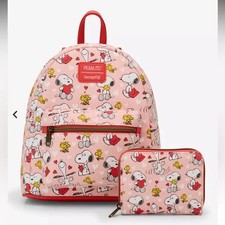 Loungefly Peanuts Snoopy Woodstock Valentine's Day Mini Backpack Wallet