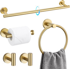 5 Piece Bathroom Accessories Set Brushed Gold Bathroom Hardware Set 23.6 Inch