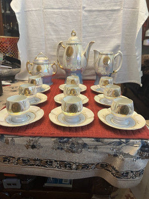 Vintage  Porcelain Czech Republic Design Full Coffee/Tea Set for 9, 23 Piece Set