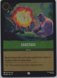 Disney Lorcana Sabotage 96/204 Wilds Unknown Cold Foil Common