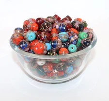 100 pcs Multi color mixed shape wedding cake beads, Lamp Work Glass Beads.