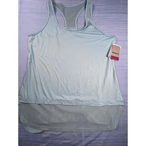 Reebok, Reebok Womens Light Blue Mesh Racerback Training Tank Top Slim Fit Large NWT