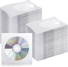 1000 Pack Thick White Paper CD DVD Sleeves Envelope with Clear Window and Flap
