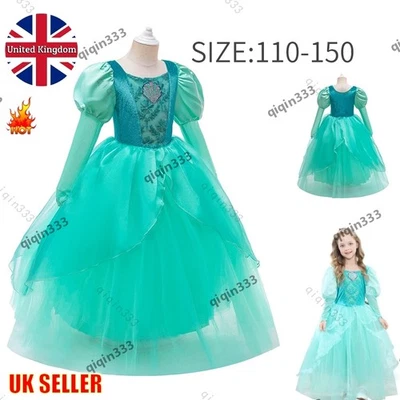 NEW Kids The Little Mermaid Cosplay Gown Ariel Costume Girls Princess Dress Gift
