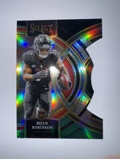 2023 Panini Select Premier Rookie Bijan Robinson Blk & Grn Prism Die Cut Falcon