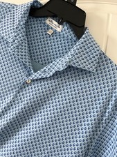 Peter Millar Summer Comfort Polo Shirt Men L Skull Print Golf Performance Hudson