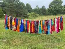 Vintage Indian Silk Sari Fabric Garland Boho D&eacute;cor Gypsy Garland Hippie 39" Inch
