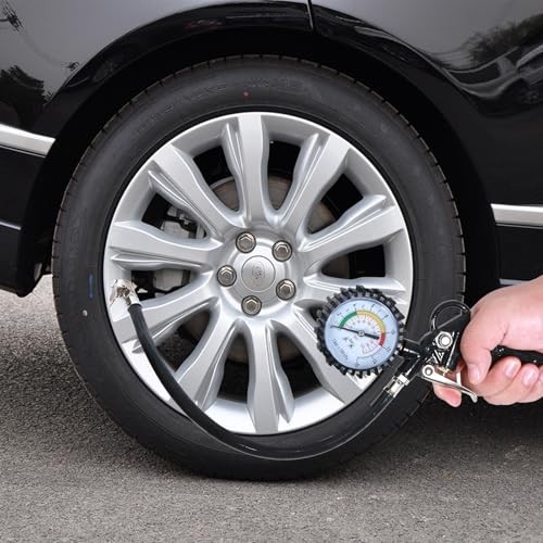 Tire Inflator with Pressure Gauge, 0-220PSI Dial Wheel Air Tire Pressure - Thumbnail 4