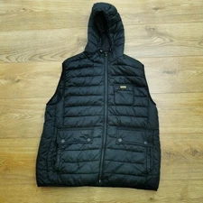 Barbour Ouston Hooded Gilet Puffer Padded Jacket Mens M Medium Black Bodywarmer