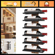 6 Tier Wall Mounted Wine Rack - Rustic Bottle Holder for Kitchen, Bar, Living Ro