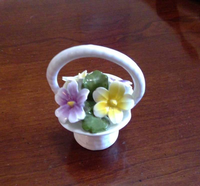 Aynsley of England Fine Bone China Hand painted Mininature Flower Basket