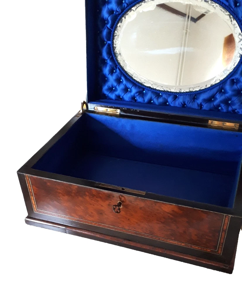 Important coffret à bijoux, boîte en marqueterie d'époque Napoléon III - Photo 2/4