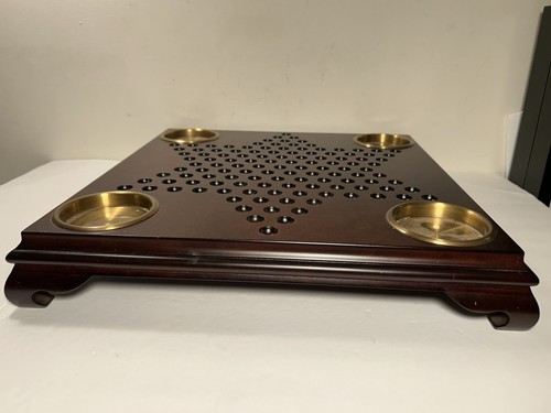 Vintage 2001 Bombay Wood & Brass Chinese Checker Board 16” - Picture 11 of 23