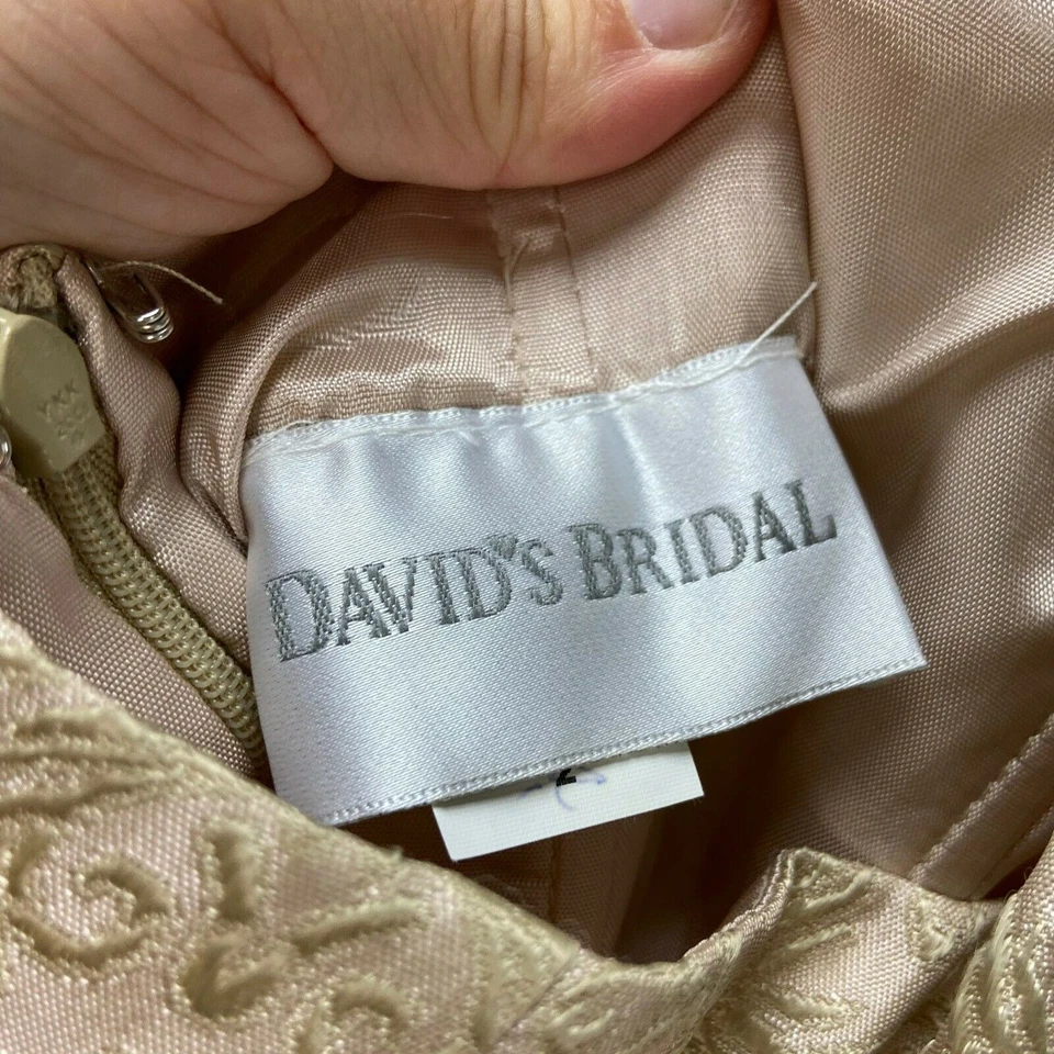 David's Bridal 2 Womens Gold Baroque Halter Formal Bridesmaid Dress - Imagem 4 de 4